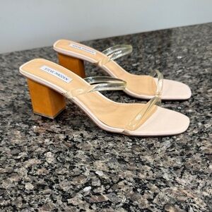 Steve Madden Clear and Nude Block Heel Sandals NWT 13